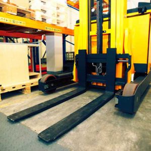 large yellow industrial fork lift